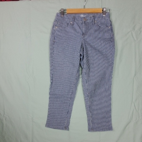 Style & Co Blue and White Striped Pants Size 2P - Picture 1 of 7
